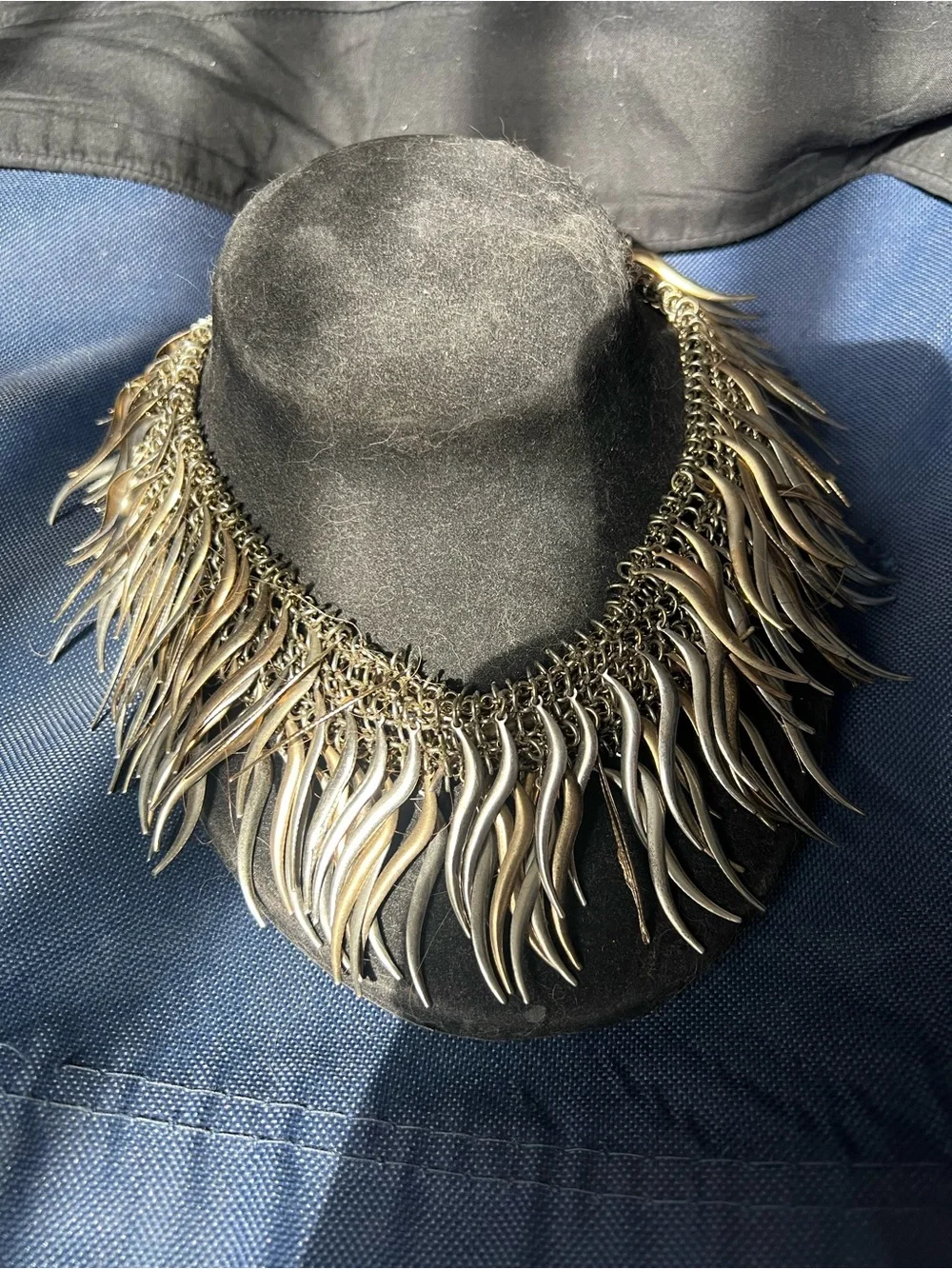 Gold-Tone Flame Fringe Statement Necklace - Women Accessories
